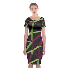 3d Lovely Geo Lines X Classic Short Sleeve Midi Dress by Uniqued