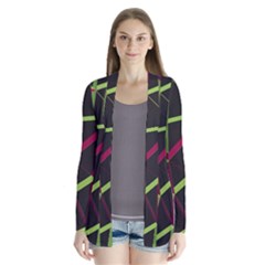3d Lovely Geo Lines X Drape Collar Cardigan by Uniqued