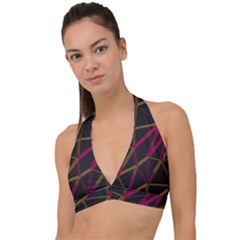 3d Lovely Geo Lines Xi Halter Plunge Bikini Top by Uniqued