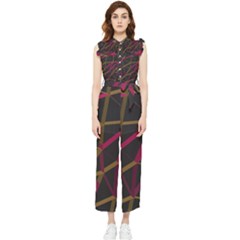 3d Lovely Geo Lines Xi Women s Frill Top Jumpsuit by Uniqued