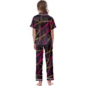 3D Lovely GEO Lines XI Kids  Satin Short Sleeve Pajamas Set View2