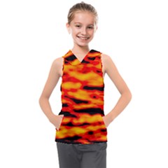 Red  Waves Abstract Series No14 Kids  Sleeveless Hoodie by DimitriosArt