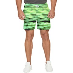 Green  Waves Abstract Series No13 Men s Runner Shorts by DimitriosArt