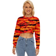 Red  Waves Abstract Series No17 Lightweight Long Sleeve Sweatshirt by DimitriosArt