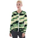 Green  Waves Abstract Series No14 Velvet Zip Up Jacket View1