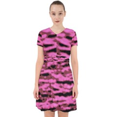 Pink  Waves Abstract Series No1 Adorable In Chiffon Dress by DimitriosArt