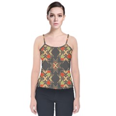 Abstract Geometric Design    Velvet Spaghetti Strap Top by Eskimos