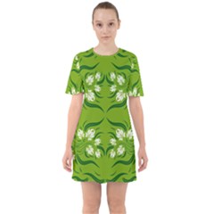 Floral Folk Damask Pattern  Sixties Short Sleeve Mini Dress by Eskimos