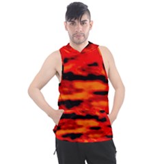 Red  Waves Abstract Series No16 Men s Sleeveless Hoodie by DimitriosArt