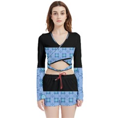 Digitaldesign Velvet Wrap Crop Top And Shorts Set by Sparkle