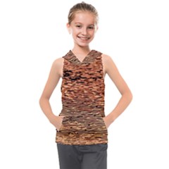 Orange  Waves Flow Series 1 Kids  Sleeveless Hoodie by DimitriosArt