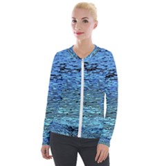 Blue Waves Flow Series 2 Velvet Zip Up Jacket by DimitriosArt