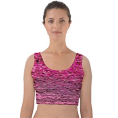 Pink  Waves Flow Series 1 Velvet Crop Top by DimitriosArt