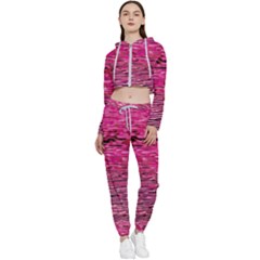 Pink  Waves Flow Series 1 Cropped Zip Up Lounge Set by DimitriosArt