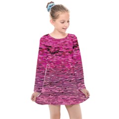 Pink  Waves Flow Series 1 Kids  Long Sleeve Dress by DimitriosArt