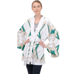 Abstract Pattern Geometric Backgrounds   Long Sleeve Velvet Kimono  by Eskimos