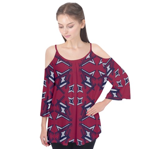 Abstract Pattern Geometric Backgrounds   Flutter Sleeve Tee  by Eskimos