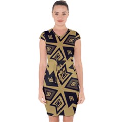 Abstract Pattern Geometric Backgrounds   Capsleeve Drawstring Dress  by Eskimos