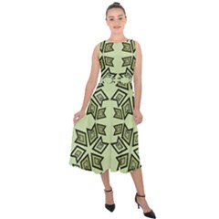 Abstract Pattern Geometric Backgrounds   Midi Tie-back Chiffon Dress by Eskimos