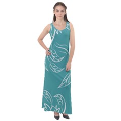 Folk Flowers Print Floral Pattern Ethnic Art Sleeveless Velour Maxi Dress by Eskimos