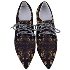 Floral Folk Damask Pattern Fantasy Flowers Floral Geometric Fantasy Pointed Oxford Shoes by Eskimos