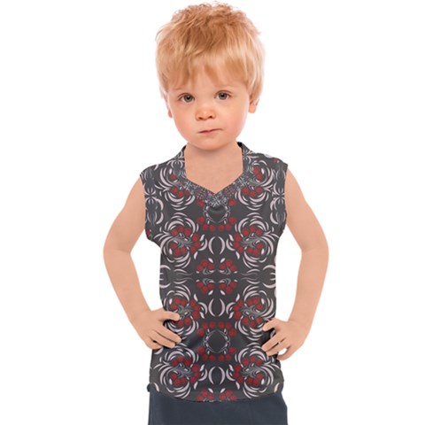 Floral Folk Damask Pattern Fantasy Flowers Floral Geometric Fantasy Kids  Sport Tank Top by Eskimos