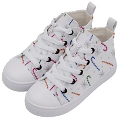 Christmas Candy Canes Kids  Mid-top Canvas Sneakers by SychEva