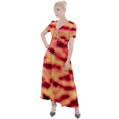 Red Waves Flow Series 4 Button Up Short Sleeve Maxi Dress by DimitriosArt