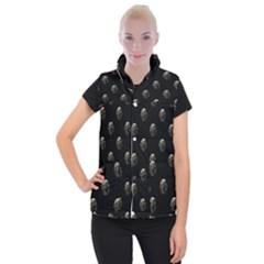 Creepy Head Sculpture With Respirator Motif Pattern Women s Button Up Vest by dflcprintsclothing