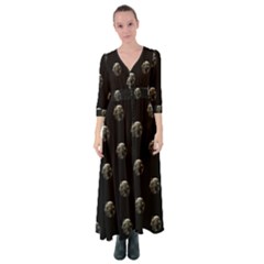 Creepy Head Sculpture With Respirator Motif Pattern Button Up Maxi Dress by dflcprintsclothing