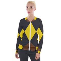 Abstract Pattern Geometric Backgrounds   Velvet Zip Up Jacket by Eskimos