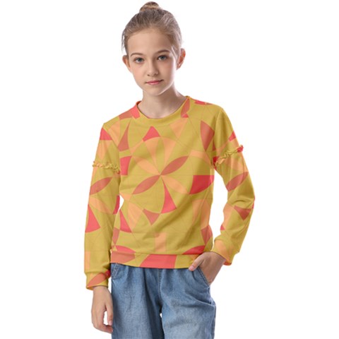 Abstract Pattern Geometric Backgrounds   Kids  Long Sleeve Tee With Frill  by Eskimos