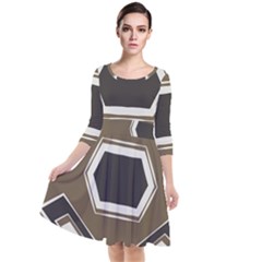 Abstract Pattern Geometric Backgrounds   Quarter Sleeve Waist Band Dress by Eskimos