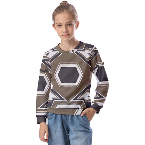 Abstract Pattern Geometric Backgrounds   Kids  Long Sleeve Tee With Frill  by Eskimos