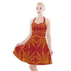 Abstract Pattern Geometric Backgrounds   Halter Party Swing Dress  by Eskimos