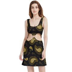 Floral Pattern Paisley Style Paisley Print  Doodle Background Velvet Cutout Dress by Eskimos