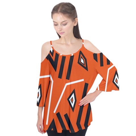 Abstract Pattern Geometric Backgrounds   Flutter Sleeve Tee  by Eskimos