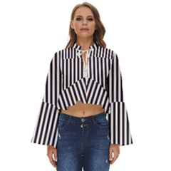 Minimalistic Black And White Stripes, Vertical Lines Pattern Boho Long Bell Sleeve Top by Casemiro