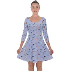 Office Quarter Sleeve Skater Dress by SychEva