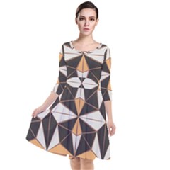 Abstract Pattern Geometric Backgrounds   Quarter Sleeve Waist Band Dress by Eskimos