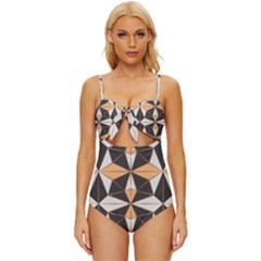 Abstract Pattern Geometric Backgrounds   Knot Front One-piece Swimsuit by Eskimos