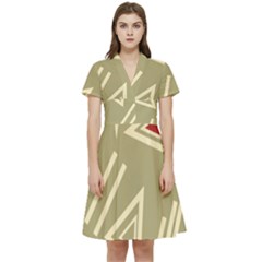 Abstract Pattern Geometric Backgrounds   Short Sleeve Waist Detail Dress by Eskimos