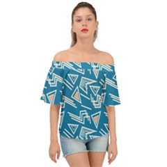 Abstract Pattern Geometric Backgrounds   Off Shoulder Short Sleeve Top by Eskimos