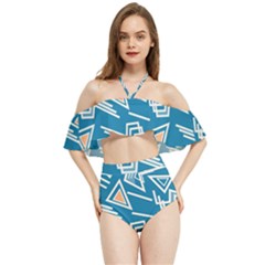 Abstract Pattern Geometric Backgrounds   Halter Flowy Bikini Set  by Eskimos