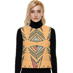 Abstract Pattern Geometric Backgrounds   Women s Short Button Up Puffer Vest by Eskimos