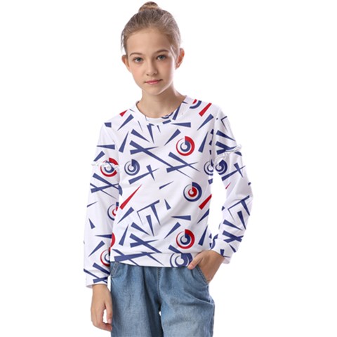 Abstract Pattern Geometric Backgrounds   Kids  Long Sleeve Tee With Frill  by Eskimos