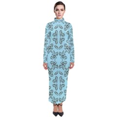 Floral Folk Damask Pattern Fantasy Flowers Floral Geometric Fantasy Turtleneck Maxi Dress by Eskimos