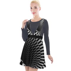 3d Optical Illusion, Dark Hole, Funny Effect Plunge Pinafore Velour Dress by Casemiro