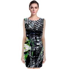 Dubstep Alien Sleeveless Velvet Midi Dress by MRNStudios