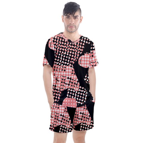 Abstrait Effet Formes Noir/rose Men s Mesh Tee And Shorts Set by kcreatif